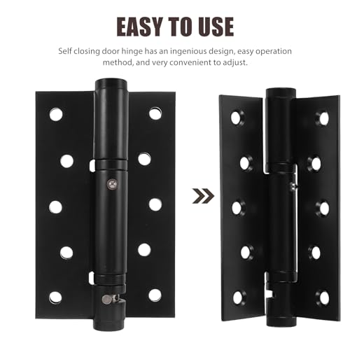 Self Closing Hinges Black Heavy Duty Stainless Steel Automatic Self Closing Door Hinges 4.9 Inch (128mm) Black Interior Spring Hinge Heavy Duty Door Hinges for Door or Wooden Gate - Image 4