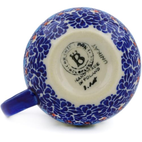 Taza de cerámica azul 11 oz con diseño floral corazón miniatura 4