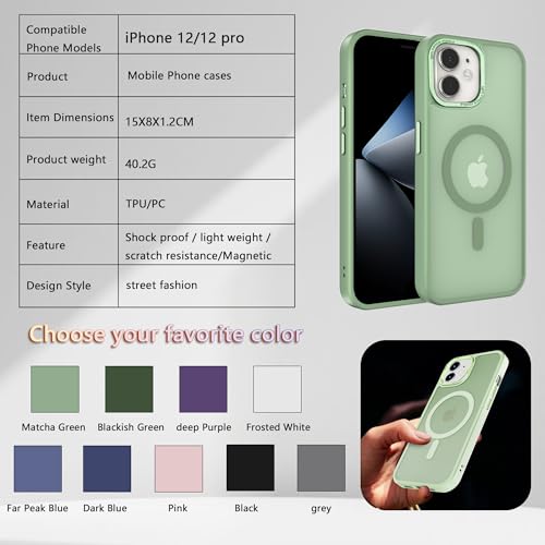 Image of Magnetic iPhone 11 case,Compatible with Magsafe, Military-Grade Protection,Slim Translucent Matte Shockproof with Anti-Scratch Anti-Fingerprint Phone Cover (Matcha Green, iPhone 11)