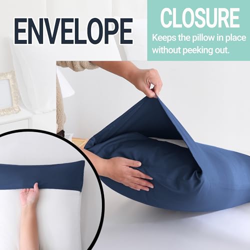 ZPECC Navy Pillow Cases King Size Set of 4, 20x36 Envelope Closure Pillowcases, Soft Plain Brushed Microfiber Covers Hypoallergenic Breathable