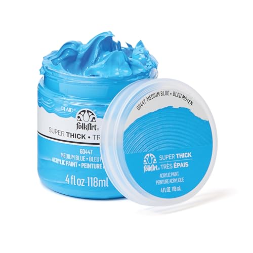 FolkArt Super Thick Acrylic Paint with a Textured Finish, Medium Blue, 4 oz