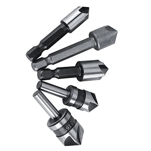 Countersink Drill 5 Pcs 5 Flutes High Speed Steel Chamfering Cutter Automatic Center Punch Bit for Wood - Image 4
