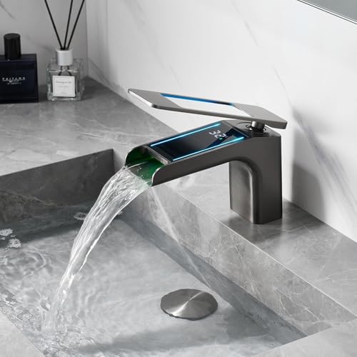 Robinet de lavabo moderne à levier unique avec mitigeur LED - 2