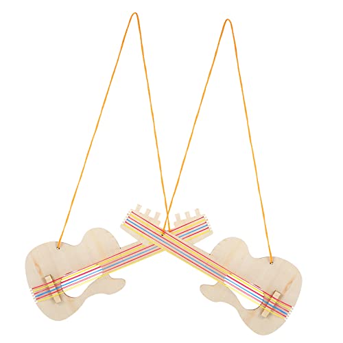 Kisangel 2 Piezas Guitarra de Madera Juguete de Guitarra DIY para Juguetes de Guitarra DIY para Juguete de Guitarra de Bricolaje decoración de Guitarra Instrumentos para