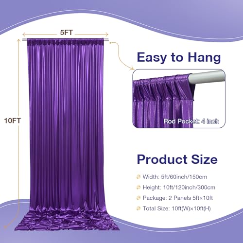 Image of 10x10 Wrinkle Free Purple Sequin Backdrop Curtain for Parties-Thick Not Fall-Off Glitter Backdrop Drapes-2 Panels 5x10ft Shimmer Photo Back Drop Cloth for Wedding Birthday Photography Background