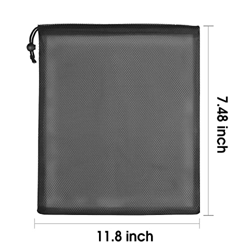 10 Pieces Durable Nylon Mesh Bag with Sliding Drawstring Cord Lock Closure,Large Black Mesh Bag for Golf Tennis Balls,Gym,Shower,Washing Toys,Swimming,Beach,12×7.5 Inch2