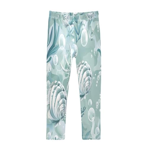 Toddler Girls Leggings Printed Yoga Pants Leggings Seashells Algae and Bubbles for Kids