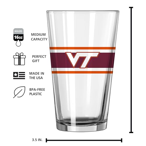 Image of Logo Brands NCAA 16 oz Pint Glass - Durable Glass With Bold Team Color- Chip-Resistant Rim Drinkware For Fans, Tailgates, Home Bars & Everyday Use