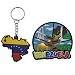 Mokarta Set Venezuela imán de Nevera y Llavero, con Mapa Tricolor y paisajes venezolanos, Recuerdo turístico, Regalo con Postal Decorativa.