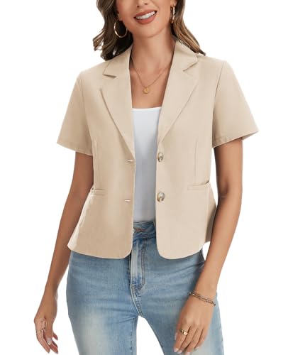 LADI TREND Cotton Linen Blazer for Women Business Casual Two