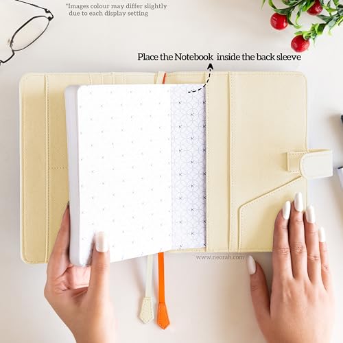 Image of NEORAH - B6 Notebook SLEEVE with SNAP Button + Dotgrid JOURNAL | Faux Leather Sleeve + Penloop | 2 Front 1 Back compartment | 6 Card Slots - AFTERGLOW