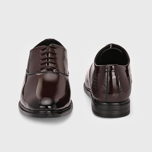 Image of Centrino Men's Formal Glossy Lace-Up Shoes | Patent Leather Oxford Dress Shoes|Comfortable Pointed Toe Formal Shoe| Stylish Looking Footwear for Formal Business Wedding & Office Shoes (9357)