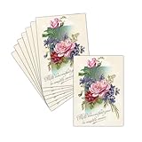 ✅ FRANCAIS : 8 Cartes de Voeux 2025 Ancienne Roses et Bleuets Fabriquées en France avec amour