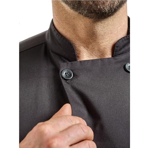 Image of Mercer Culinary Millennia Air Short Sleeve Men's Cook Jack with Full Mesh Back, Large, Black