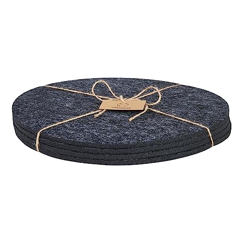 Hansmeier® Dessous de Verre et de Plat en Feutre | Gris foncé | Set de 4 | 30 cm de diamètre | Pratique et élégant en Tant Que Dessous pour casseroles, Verres, saladiers et vases | lavables