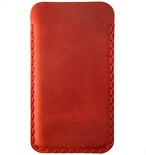 Rojo funda de cuero para iPhone 15 14 13 12 Pro Max Plus caja de funda bolsa. Cosido a mano.