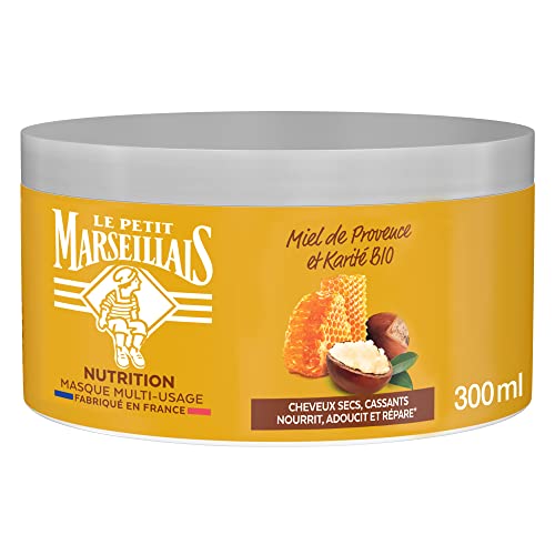 Le Petit Marseillais - Masque Multi-Usage Nutrition Miel de Provence & Karité Bio (pot de 250 ml) – Masque pour cheveux secs et cassants – Masque capillaire 96 % d'origine naturelle