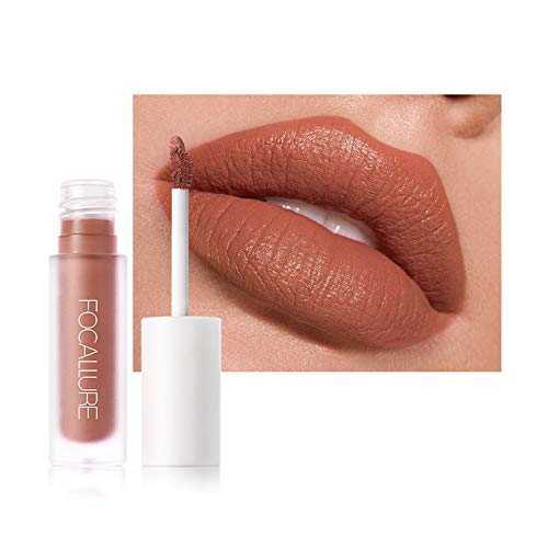 FOCALLURE STAYMAX MATTE LIP INK, Not stick cup Lipgloss, Non-fading Long Lasting Waterproof Lip Gloss, Silky Liquid Lipstick, Nature Matte Lip Glaze Makeup with Vitamin E, FA134-16100-10