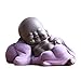 Laughing Maitreya Buddha, Estatua de Cerámica de Buda, Escultura de té de Adorno, Mini Adornos de Buda de la Suerte Sentado, Decoración del Hogar, Adornos de Jardín (C)