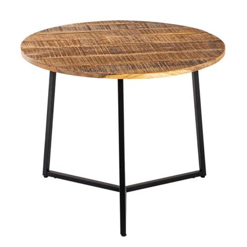 Couchtisch rund Beistelltisch Massivholz ø 56cm Wohnzimmertisch Metall Holz massiv – Bild 5