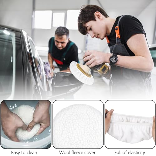 6er Polierhauben, Auto Polierhauben Set Weiche Mikrofaser Polierhaube Baumwoll Polierhauben 230mm-Polierhaube 250mm zum Wachsen und Autopolieren(Weiß)