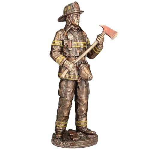 Escultura Resina Bombero 31 cm Acabado Bronce miniatura 2