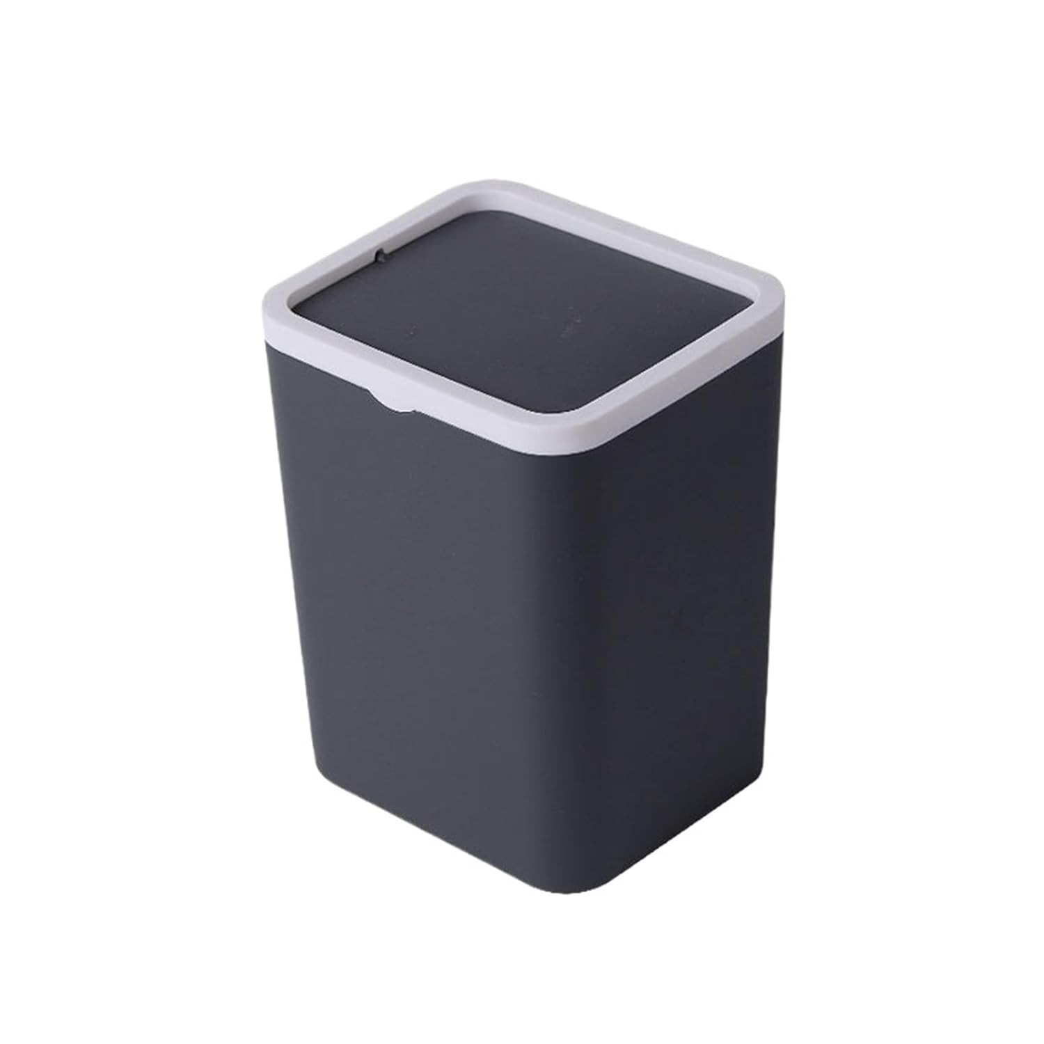 2Pcs Mini Square Storage Bin with Lid, Plastic Desktop Trash Can, Compact Home Desk Wastebasket with Flip Top, Small Garbage Cont for Home,Office(Blue)