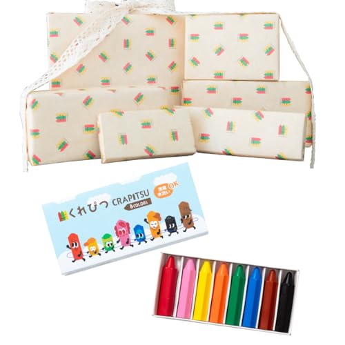 【ギフトラッピング】 くれぴつ クレヨン お絵描きセット 知育 赤ちゃん 手が汚れない 折れにくい 持ちやすい スリーブ箱 8色