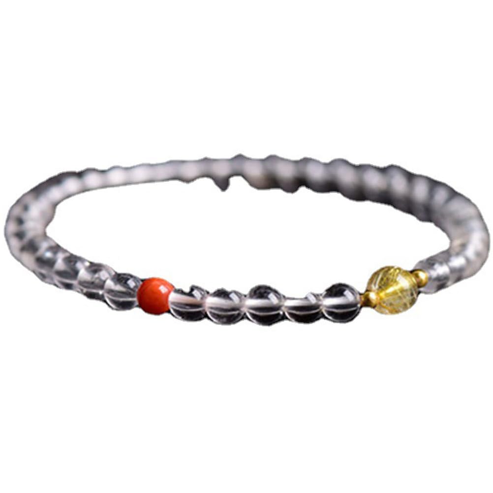 Bracciale in Quarzo Trasparente Naturale, Braccialetto in Cristallo curativo per Donne e Uomini, Braccialetto con Perline Rotonde, Braccialetto con Perline di Pietre preziose