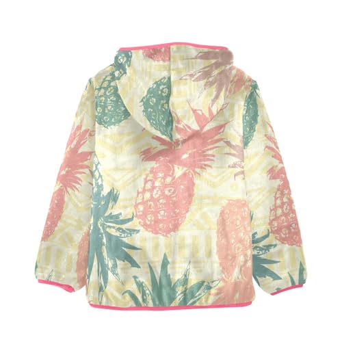 OTVEE Vintage Red Blue Abstract Pineapple Kids Hoodie Jacket Fall Spring Full Zip Warm Outwear Coat2