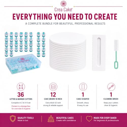 Cake Decorating Bundle, 36 Fondant Letter Cutters, 12 Cake Drums 10 Inch image 5