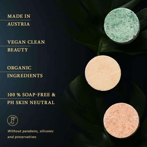 Set of 3 - Organic Shampoo Bar + Conditioner Bar 180g - Shampoo and Conditioner Sets - Hair Growth Shampoo - Shampoo for Greasy Hair & Dry Hair - Argan Oil - For Women & Men - Vegan - Satin Naturel