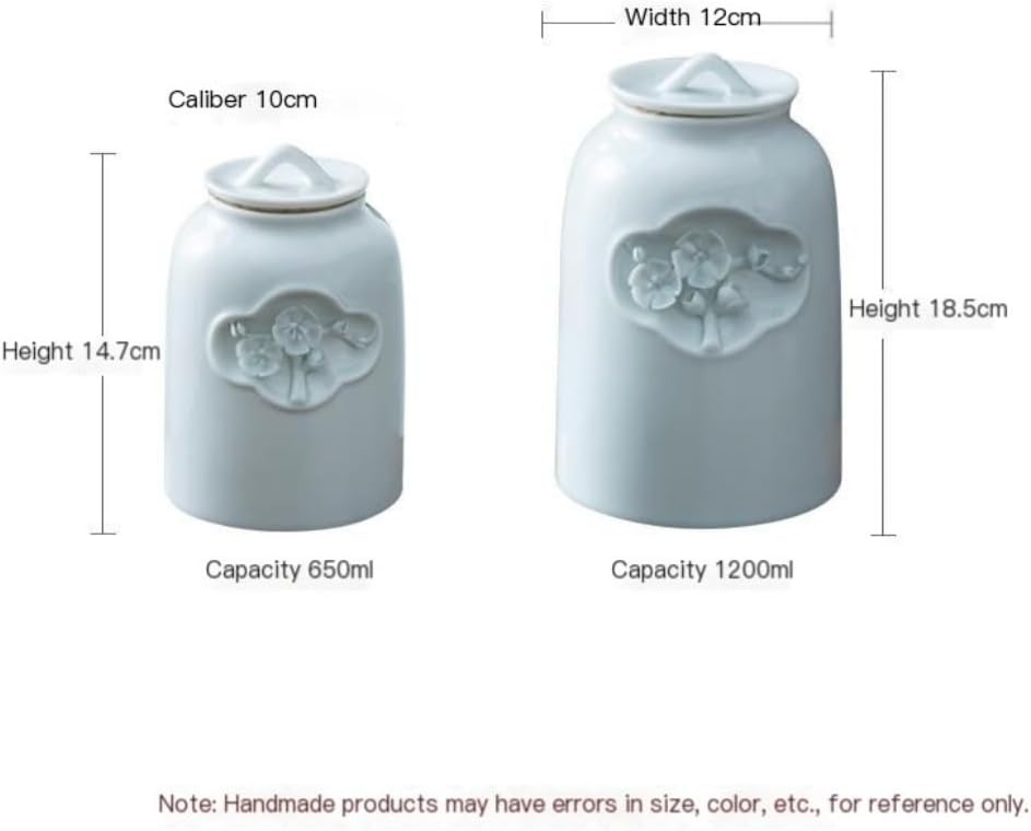 SONGCHAO Sugar Jar Handmade White Porcelain Tea Jar, Celadon Ceramic Sealed Jar, Ceramic Black Tea Awakening Jar, Household Ornaments Tea Canister (Size : Medium)