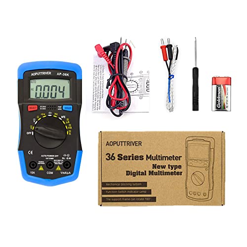 Digital Multimeter Ap-36K 4000 Counts Multimeter For Voltmeter Ammeter Ohmmeter With Test Leads Data Hold And Backlight Lcd For Dc/Ac Resistance Diodes Transistor Buzzer Continuity #TOP6