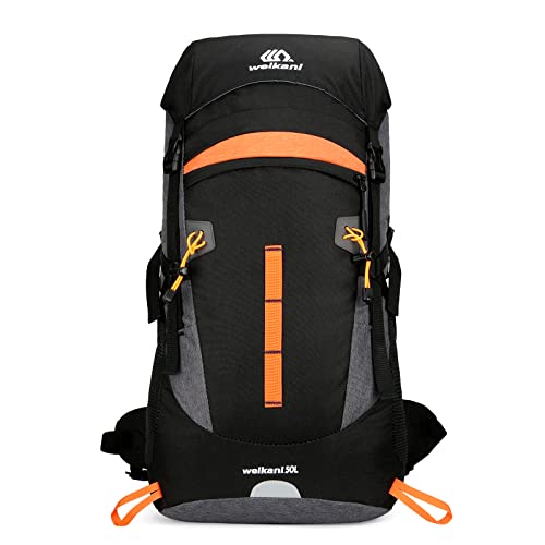 BWBIKE Outdoor vandringsryggsäck 50 l vattentät camping trekking ryggsäck sport dagryggsäck resväska med regnskydd, GRÅ,...
