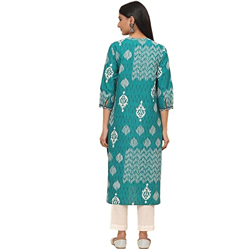 Image of BIBA Printed Band Collar Straight Fit Womens Kurta