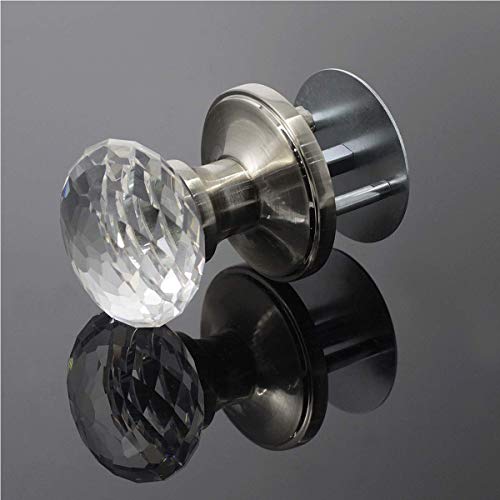 Nizado Brushed Nickel Glass Door Knobs Dummy Function,Crystal Style Doorknob Dummy,Interior Door Handles #TOP1