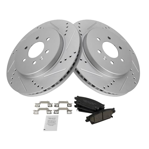 Image of TRQ Performance Rear Brake Pad and Rotor Set Ceramic G Coated Drilled | For 2004-2009 Cadillac SRX