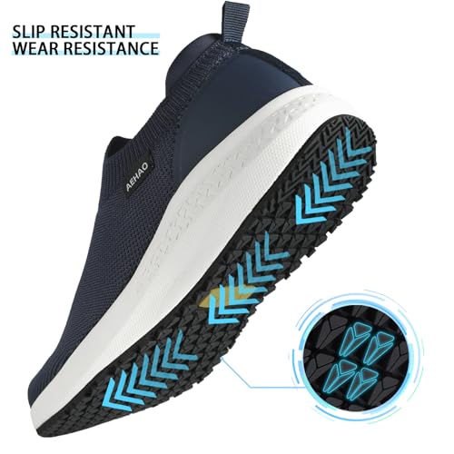 Image of Men's Non Slip Work Shoes Restaurant Waterproof Chef Shoe for Kitchen Hospital Slip-Resistant Air Cushion Sneakers with Easy-Clean Modern Design Breathable Lightweight