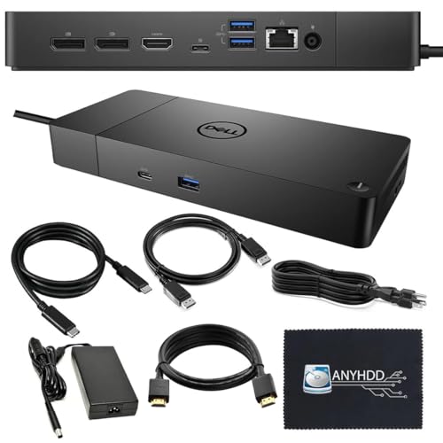 WD19S Docking Station 180W (130W Power Delivery) - Docking Station Dual Monitor, Dock Station with 180W Power Supply + HDMI Cable + DisplayPort Cable + USB-C Cable + Microfiber Cloth (Renewed)
