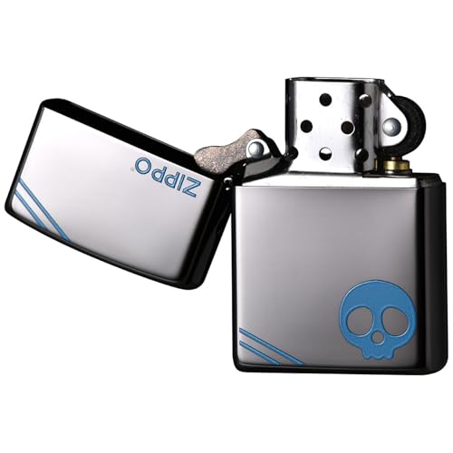 Encendedor Zippo con calavera negro y azul miniatura 2