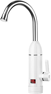 Electric Instant Heater Tap, Electric Instant Hot Water Faucet, Tankless Electric Heater Kitchen Taps, Cold and Hot Fast Heating Tap with LED Digital Display for Kitchen Bathroom (White)