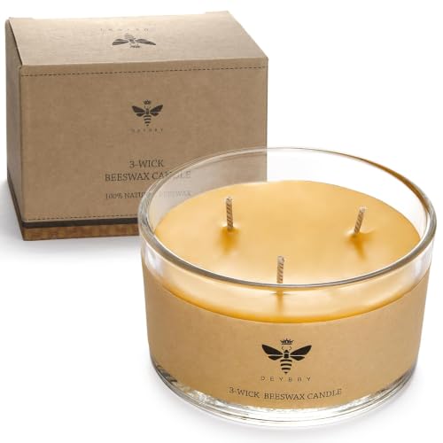 DEYBBY 3-Wick Beeswax Jar Candle