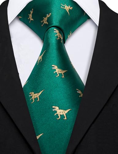 Image of Barry.Wang Silk Ties for Men Fun Necktie and Tie Clip Set for Wedding Party Business Formal Extra Long