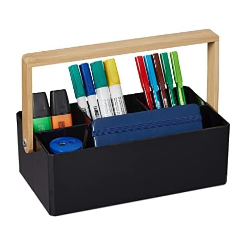 Organizador portátil Relaxdays con asa de bambú Cover
