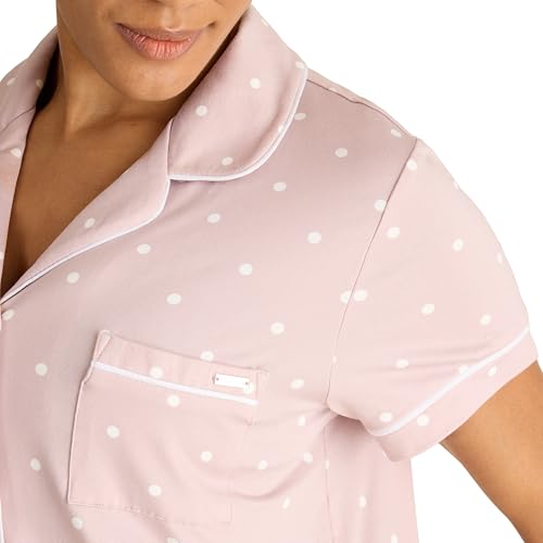 Ensemble de pyjama premium Tahari col cranté et short imprimé Cloud Pin Dot L - 5