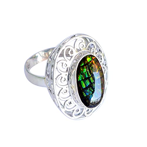 Ammolite ovale argent sterling 925 fini les bijoux ternes et fragiles