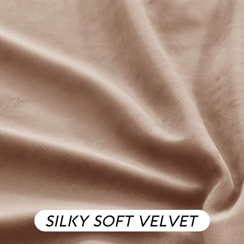 Image of RYB HOME Blush Velvet Curtains 72 inches with Hook Belt, Back Tab | Thermal Insulated, Privacy UV Heat Blocking, Luxurious Drapes, Nursery Dormitory Bathroom, W52 x L72, 2 Panels Set