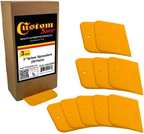 Custom Shop - 3 Inch Body Filler Spreaders (Box of 50) for Automotive Body Fillers, Putties and Glazes - Easy, Precise, and Reusable Application - 50 Pack