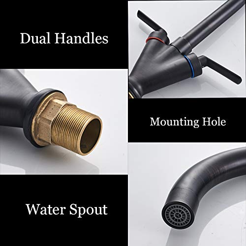 Dual Handle Kitchen Faucet Bronze Brass Deck Mount Hot And Cold Water Mixer Tap Para Kitchen Sink Faucets